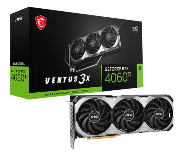 MSI GeForce RTX 4060 Ti Ventus 3X E OC 8G GDDR6